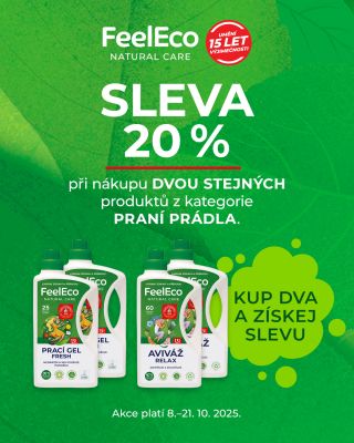 Dvojnásobná čistota. Jedinečná SLEVA! ✨ Kupte dva stejné produkty FeelEco z kategorie praní prádla a získejte 20 % slevu....