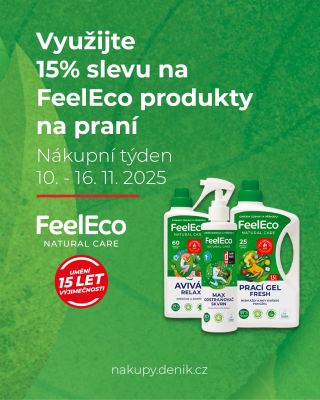 Oblíbené FeelEco produkty na praní teď nakoupíte se slevou 15 %. Zažijte skvělý výsledek praní s produkty pro váš zdravý...